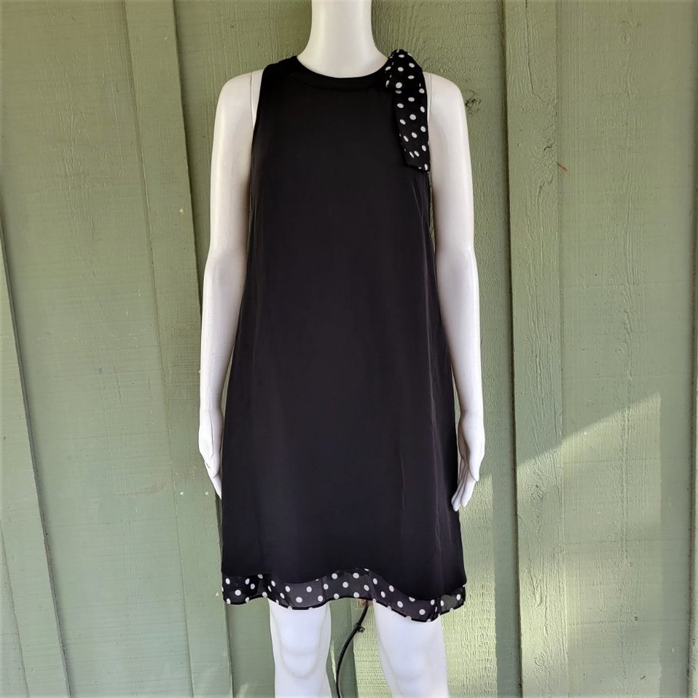 TAHARI Arthur S. Levine Black Polka Dot Bow Shift Dress 2